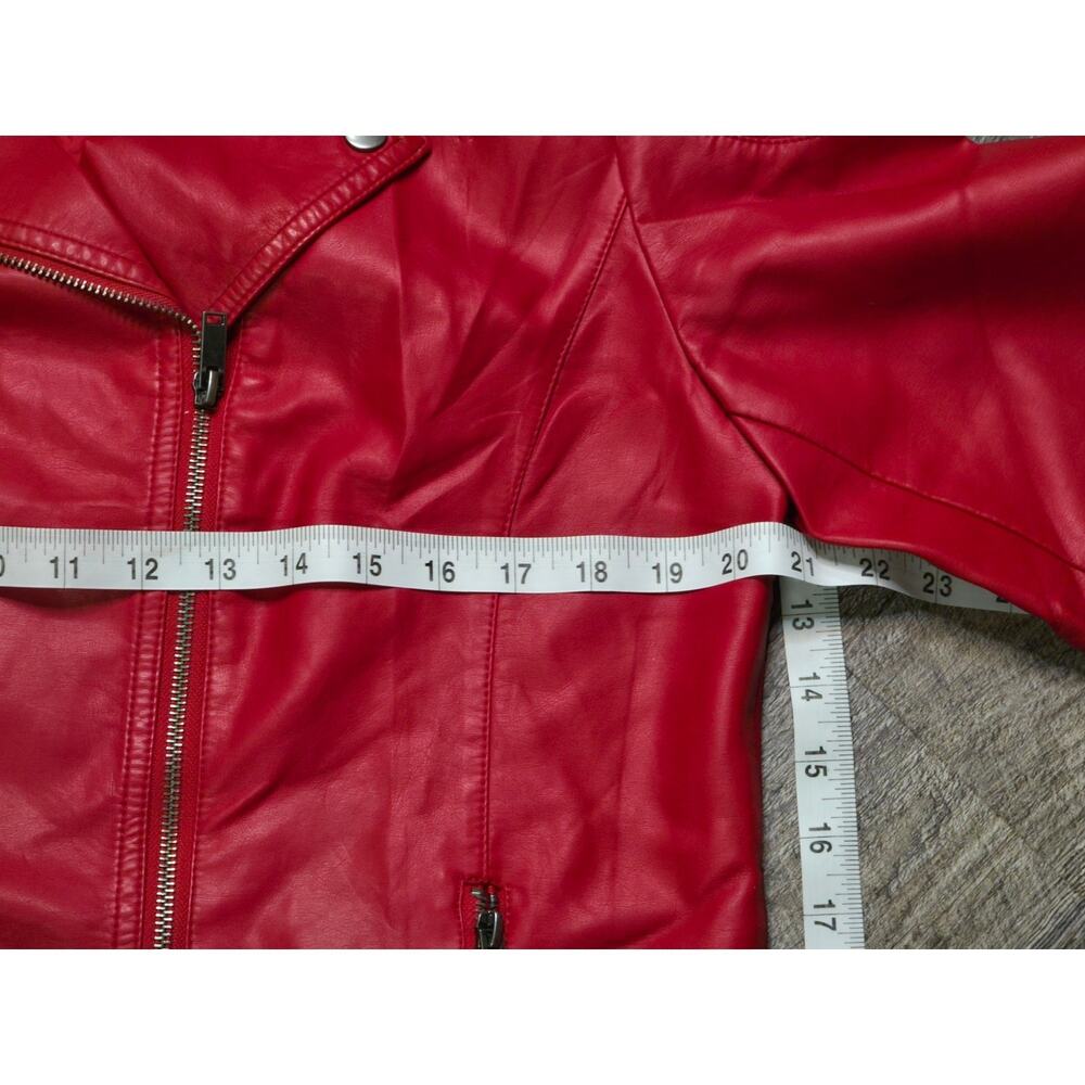 SPYM Faux Leather Moto Biker Jacket Red Quilted Zip NWT XL - Picture 5 of 10